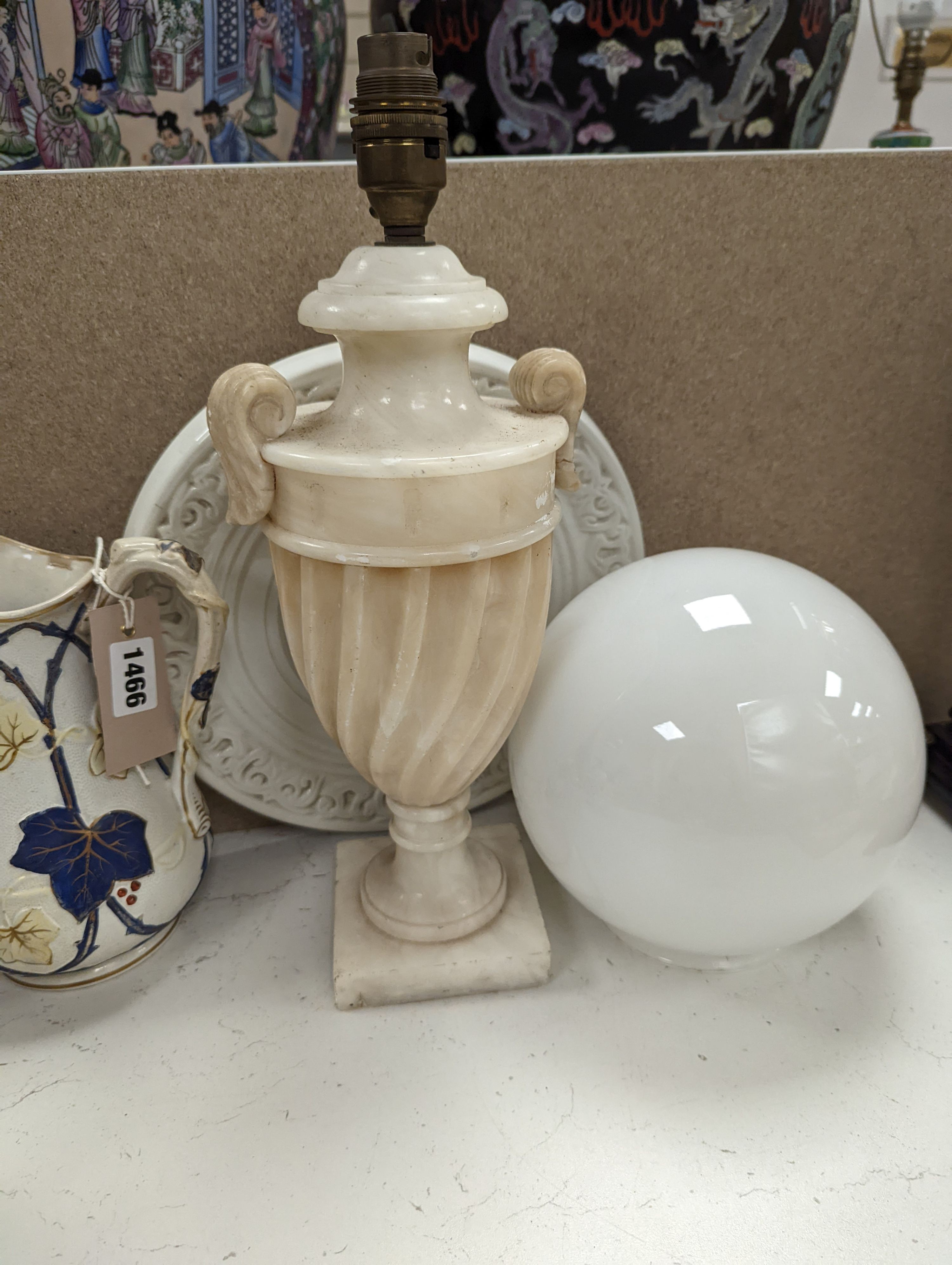 A quantity of mostly 19th century china and two lamps, 30 cms.